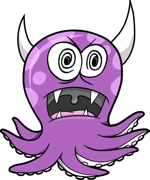 Louco louco Octopus Vector Ilustração Arte — Vetor de Stock