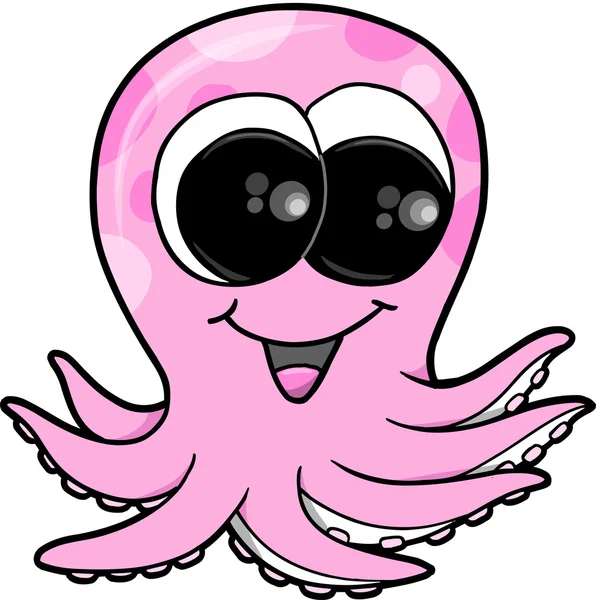 Cute Pink Octopus Vector Illustration Art — Stock Vector