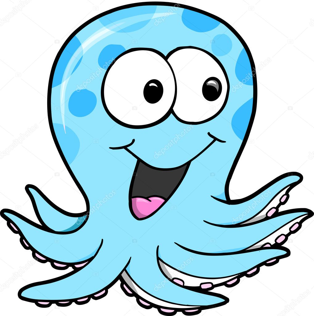 Silly Blue Octopus Vector Illustration Art Stock Vector Image by  ©MisterElements #9121905