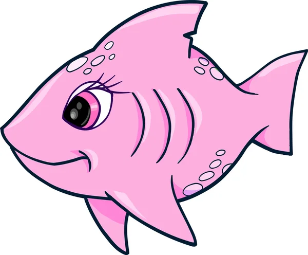 Růžová dívka shark ocean letní vektorové ilustrace — Stockový vektor