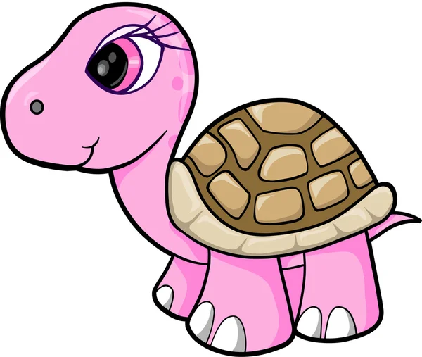 Rózsaszín lány teknős állati vadon élő vektoros illusztráció művészet — Stock Vector
