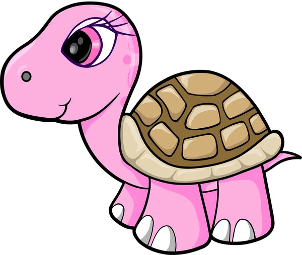 Chica Rosa Tortuga Animal Vida Silvestre Vector Illustration Art — Archivo Imágenes Vectoriales