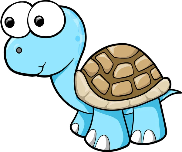 Silly Blue Turtle Animal Wildlife Vector Illustration Art — Stock Vector