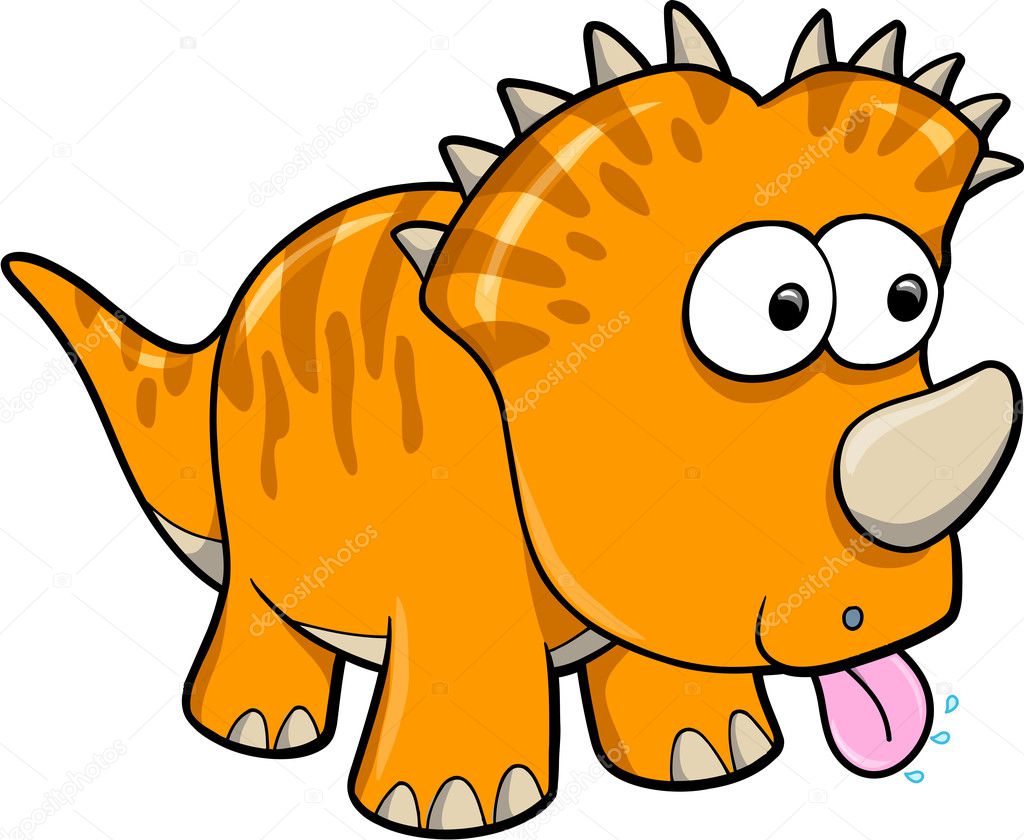 Silly Orange Dinosaur Animal Vector Illustration Art