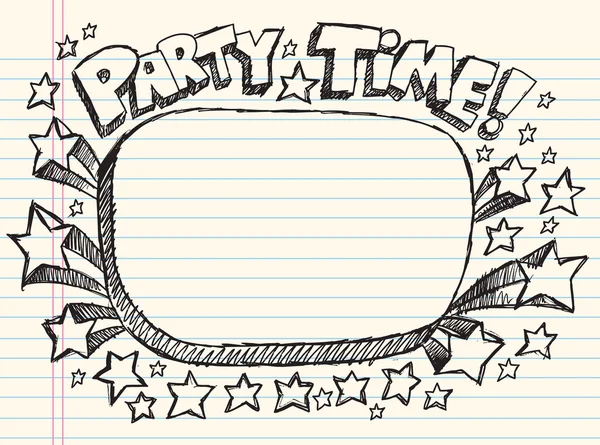 Doodle Esboço Party Time Frame Vector — Vetor de Stock