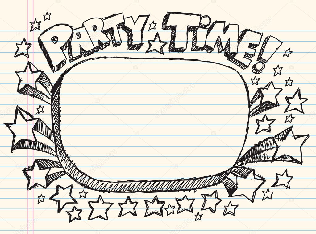 Doodle Sketch Party Time Frame Vector