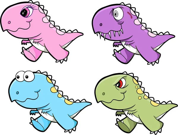 Schattig Dinosaurus Tyrannosaurus Rex vector illustratie set , — Stockvector