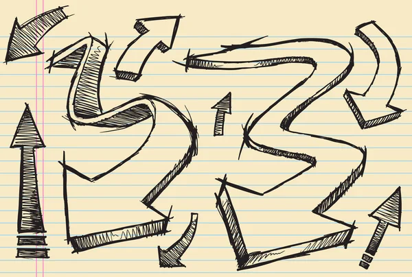 Notebook Doodle schizzo freccia vettoriale Illustrazione Set — Vettoriale Stock