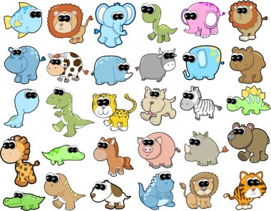 Cute Animal Wildlife Ocean safari Vector Set clipart