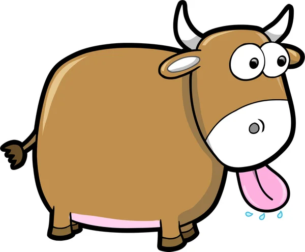 Goofy mutlu boğa sığır hayvan vektör — Stok Vektör