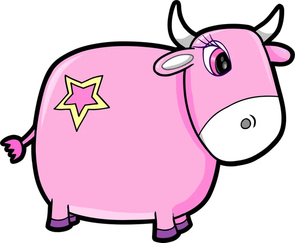 Χαριτωμένο κορίτσι ροζ βοοειδή αγελάδα διανυσματικά εικονογράφηση τέχνη — Διανυσματικό Αρχείο