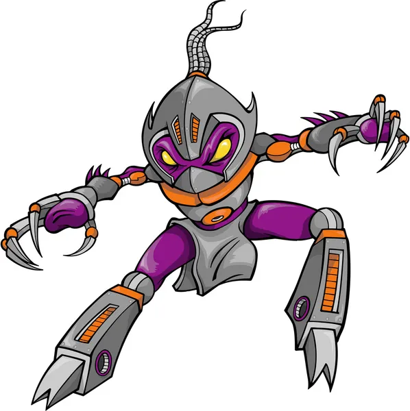 Ninja cyborg robot krigare vektor illustration — Stock vektor