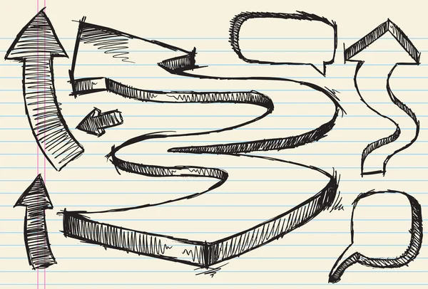 Σχηματικό doodle βέλη και φούσκα ομιλία φορέα που — Διανυσματικό Αρχείο