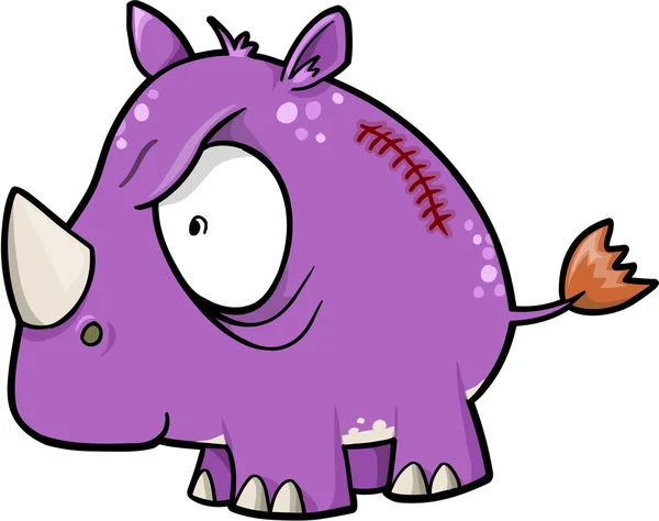 Crazy Insane Rhinoceros Animal Safari Vector Illustration — Stock Vector