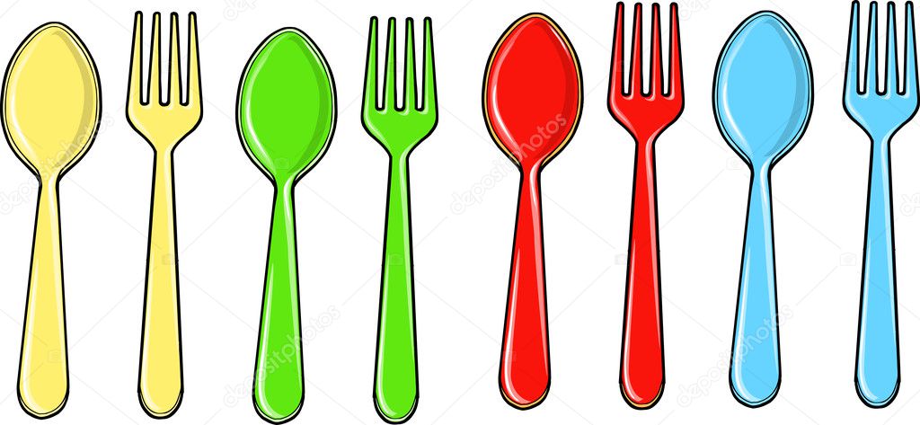 Spoon and Fork Vector Illustration Set