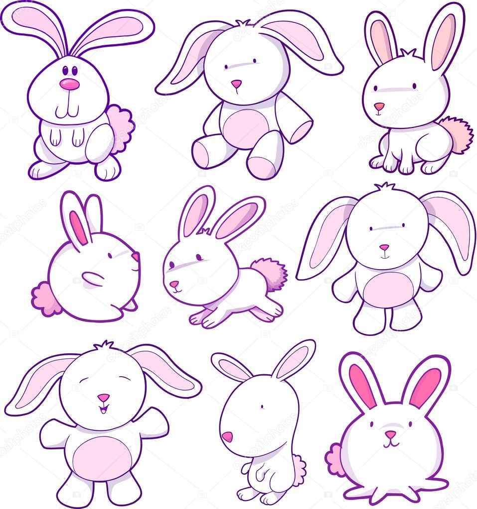 Easter Bunny Rabbit Vector Set