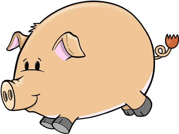 かわいいファーム豚ベクトル イラスト アート — ストックベクタ