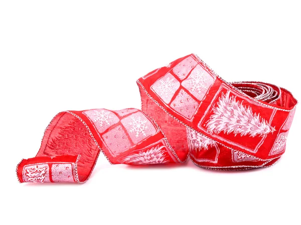 Rote Weihnachtsschleife auf weiß — Stockfoto