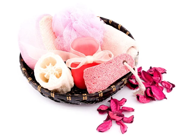 Concepto de spa rosa en blanco Imágenes De Stock Sin Royalties Gratis