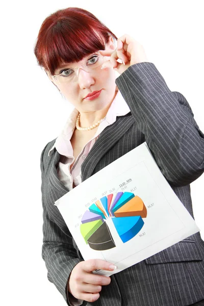 Бизнес-женщина с диаграммой — стоковое фото