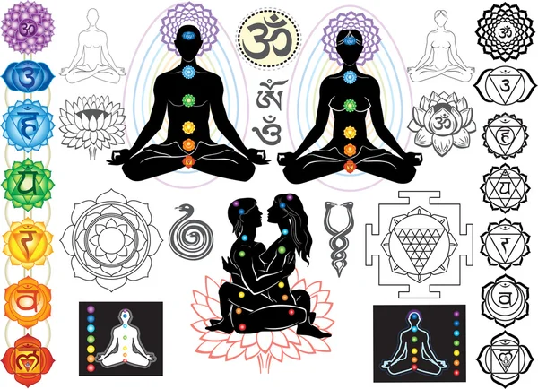 Chakras e símbolos esotéricos — Vetor de Stock