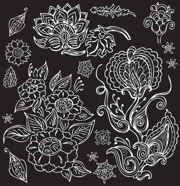 Ornamento floral dibujado a mano — Archivo Imágenes Vectoriales