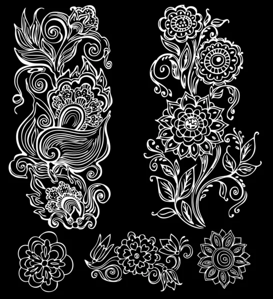 Hand getekend floral ornament — Stockvector