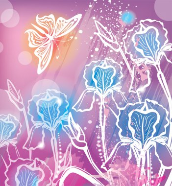 Background with flowers iris clipart