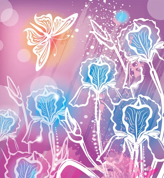 Achtergrond met bloemen iris — Stockvector