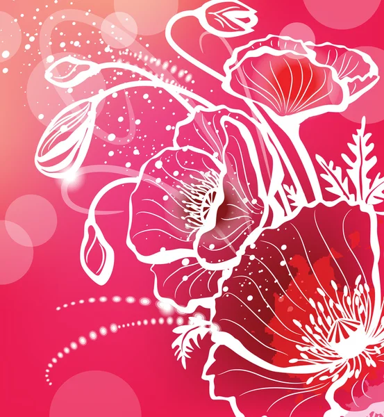 Fond avec des fleurs coquelicot — Image vectorielle