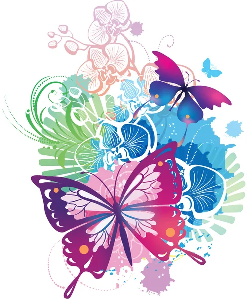 Ilustración estocástico con mariposas — Vector de stock