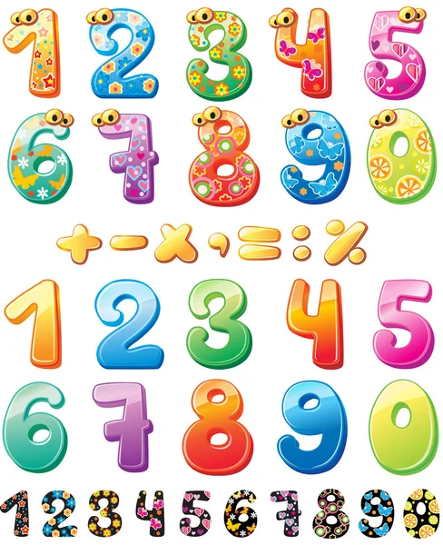 Colorful children numbers — Stock Vector