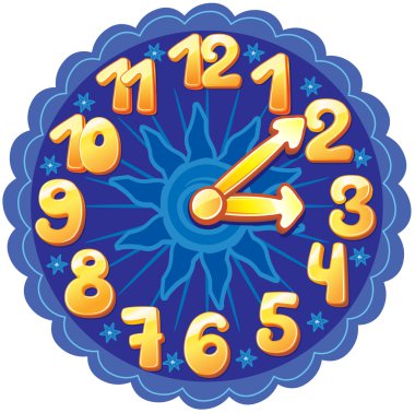 Funny cartoon clock for kids clipart