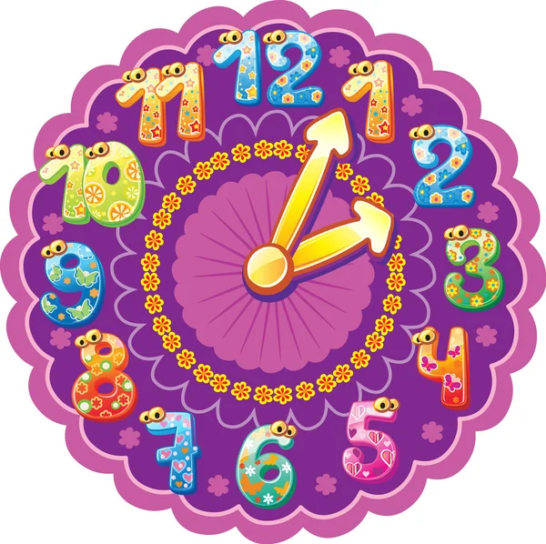 Horloge drôle pour les enfants — Image vectorielle