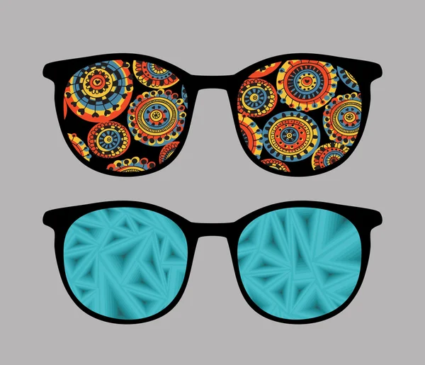 Gafas de sol retro con reflejo abstracto y extraño en ella . — Archivo Imágenes Vectoriales