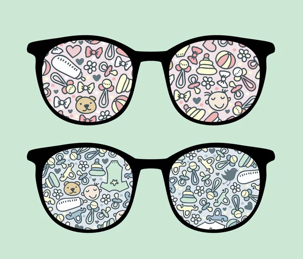 Ретро солнцезащитные очки с детским отражением . — стоковый вектор
