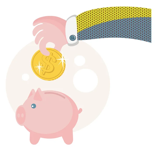 Save their money on the piggy bank. — Stock Vector