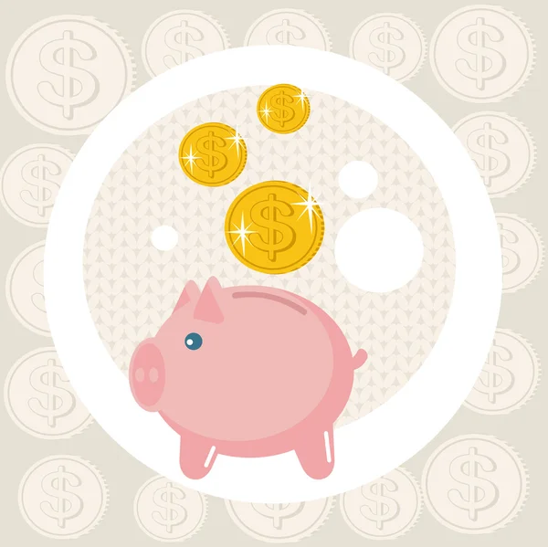 Piggy bank card. — Stock Vector