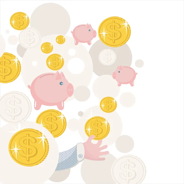 Pattern with piggy bank and money. — Stock Vector