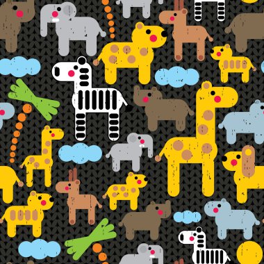 Cute african animals seamless pattern. clipart