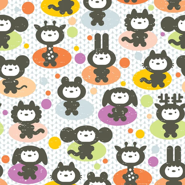 Cute animals seamless pattern. — Stock Vector