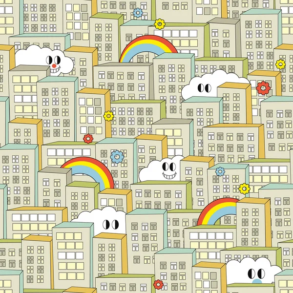 市のシームレスなパターンの虹. — ストックベクタ
