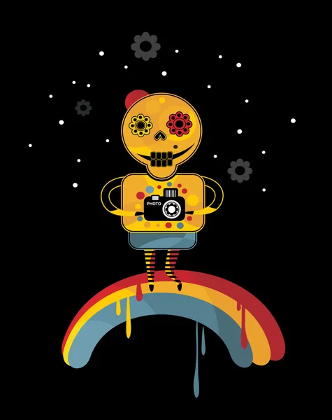 Skeleton op de regenboog. — Stockvector
