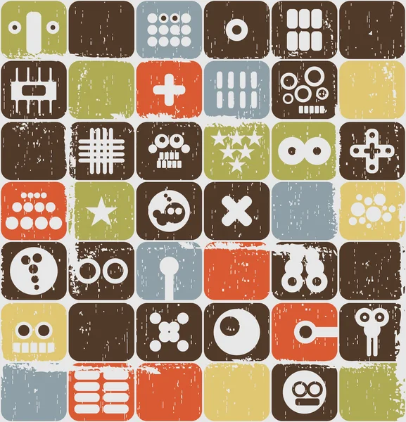 Robot et monstres sur boutons motif sans couture . — Image vectorielle