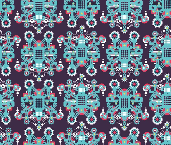 Grote robots naadloze patroon in blauw. — Stockvector