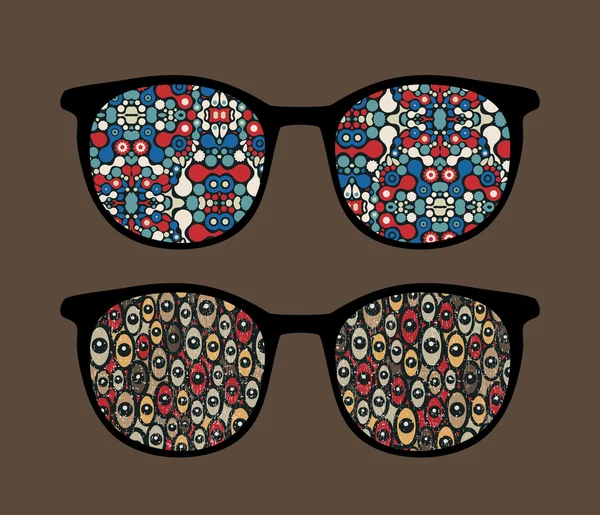 Ретро очки со странным отражением в них . — стоковый вектор