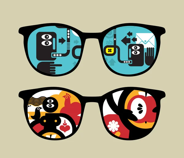 Retro szemüveg absztrakt gondolkodás. — Stock Vector
