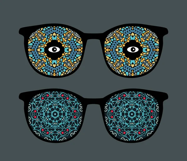 Ретро окуляри з дивним і красивим відображенням в ньому . — стоковий вектор