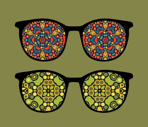 复古眼镜与抽象装饰的倒影. — 图库矢量图片