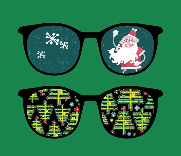 Gafas de sol retro con reflejo de año nuevo en ella . — Vector de stock